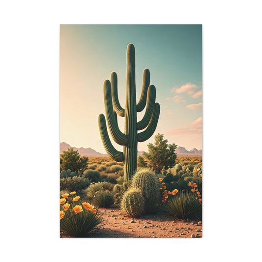 Saguaro and Barrel Cactus Desert Vista Wall Art & Canvas Prints