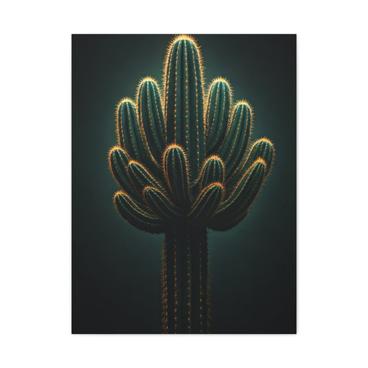 Golden Saguaro Cactus Desert Silhouette Wall Art & Canvas Prints