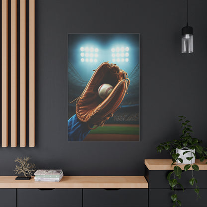 Baseball Glove Catch Under Stadium Lights Wall Art & Canvas Prints