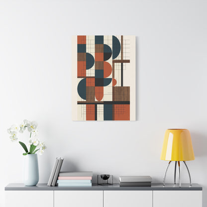 Bauhaus Orange Geometry Grid Wall Art & Canvas Print