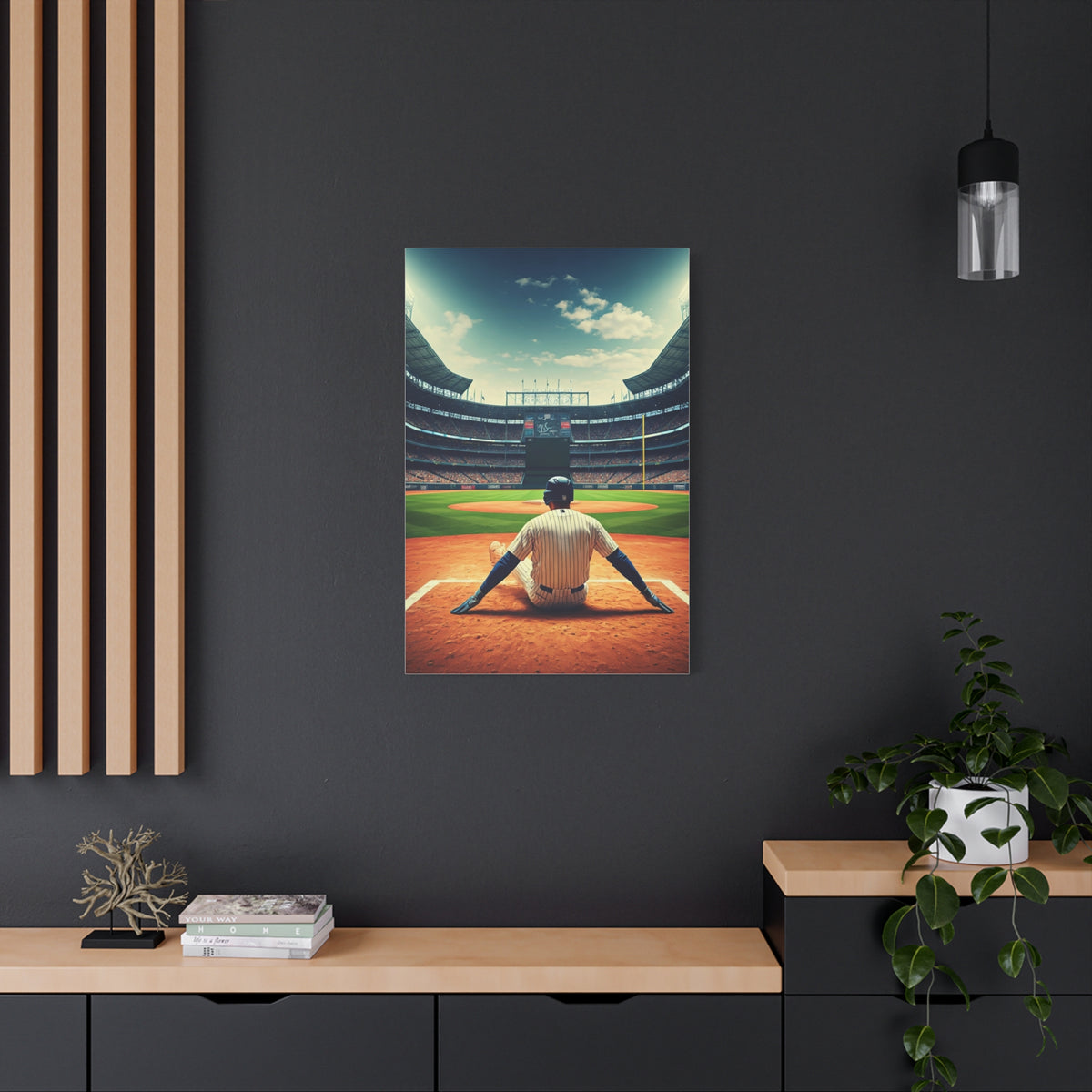 Batter Ready at Home Plate Stadium View Wall Art & Canvas Prints