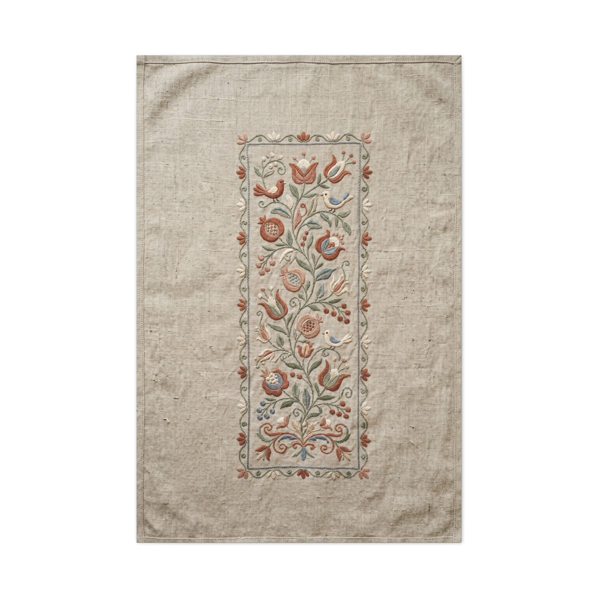 Rustic Folk Botanical Embroidery Strip Wall Art & Canvas Print