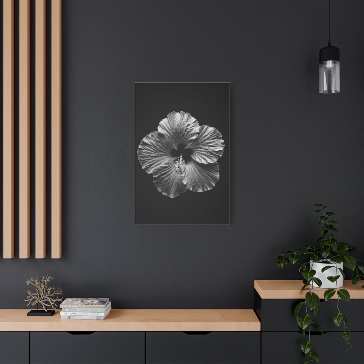 Monochrome Hibiscus Elegance Wall Art & Canvas Prints