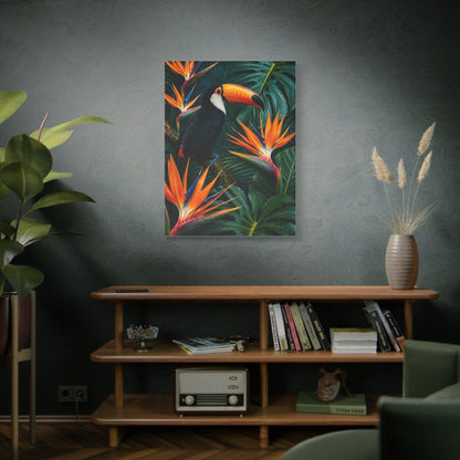 Tropical Toucan & Bird of Paradise Luxe Jungle Tropical Wall Art & Canvas Print