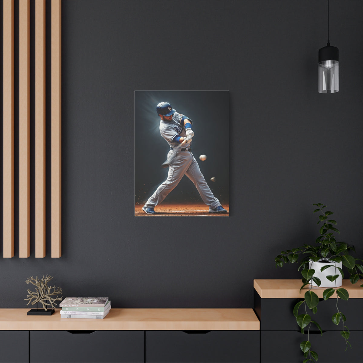 Baseball Impact Swing Close Action Wall Art & Canvas Prints