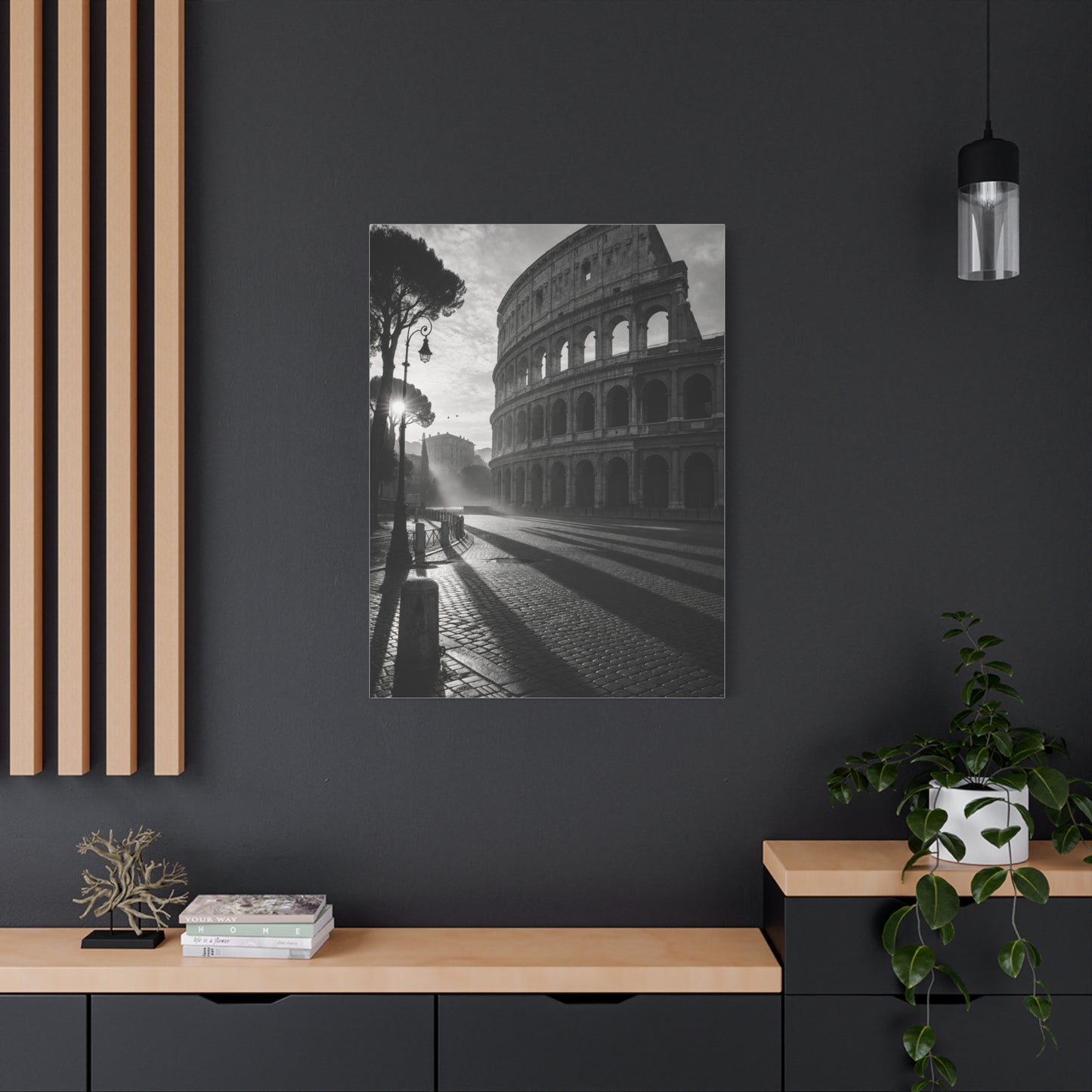 Colosseum Morning Light Monochrome Wall Art & Canvas Print