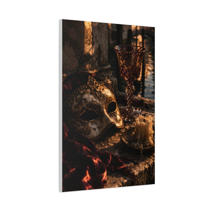 Venetian Mask Candlelight Still Life Wall Art & Canvas Print