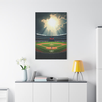 Golden Hour Baseball Field with Team Logo Wall Art & Canvas Prints