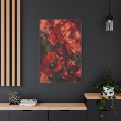 Red Impressionist Floral Composition Wall Art & Canvas Print