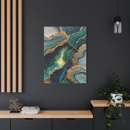 Malachite Emerald & Gold Geode Abstract Wall Art & Canvas Print