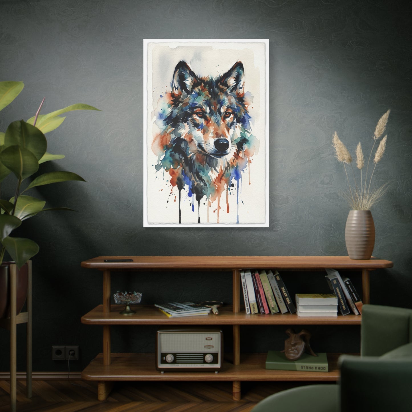 Watercolor Expression Wolf Portrait Abstract Wall Art & Canvas Print
