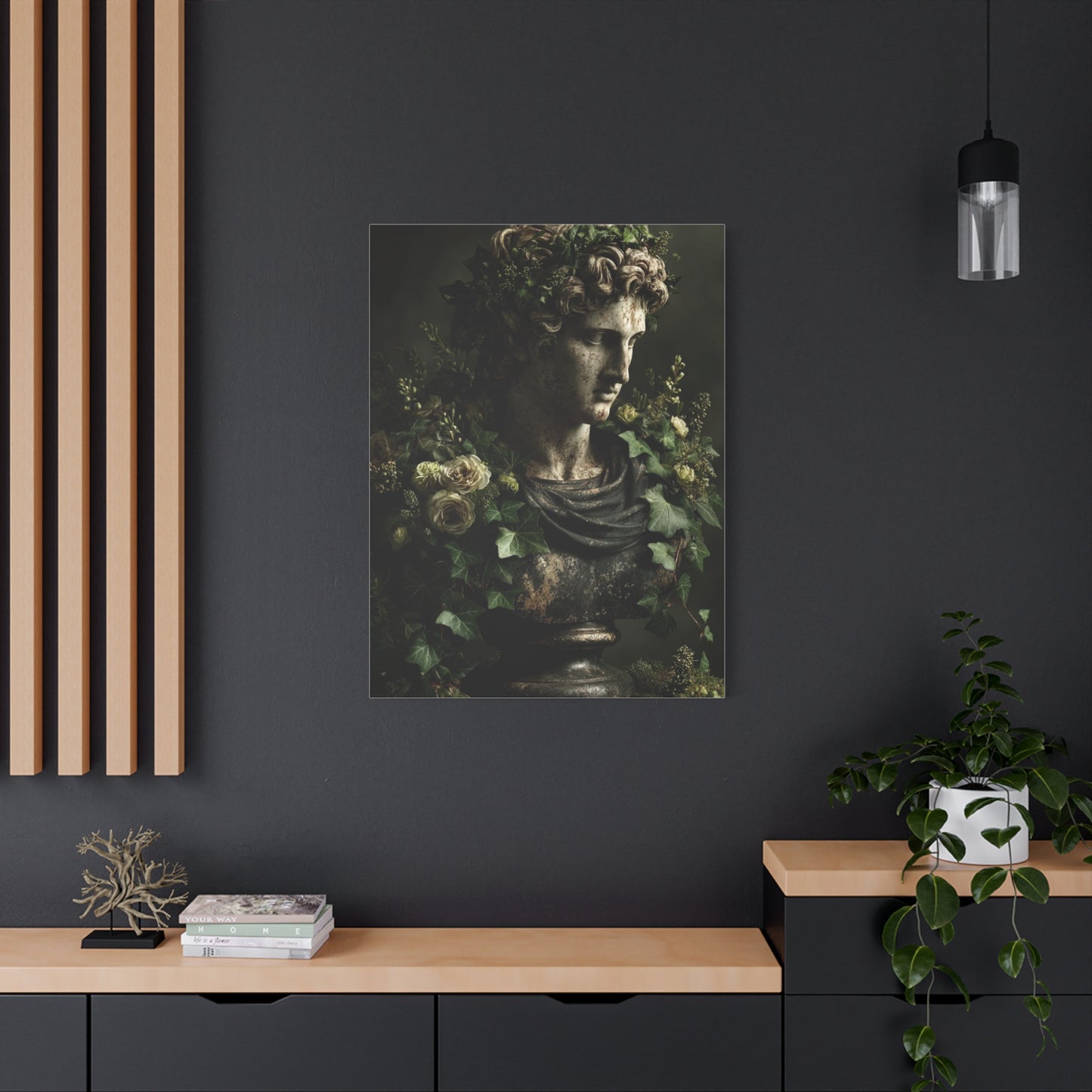 Classical Bust with Botanical Elegance Wall Art & Canvas Print
