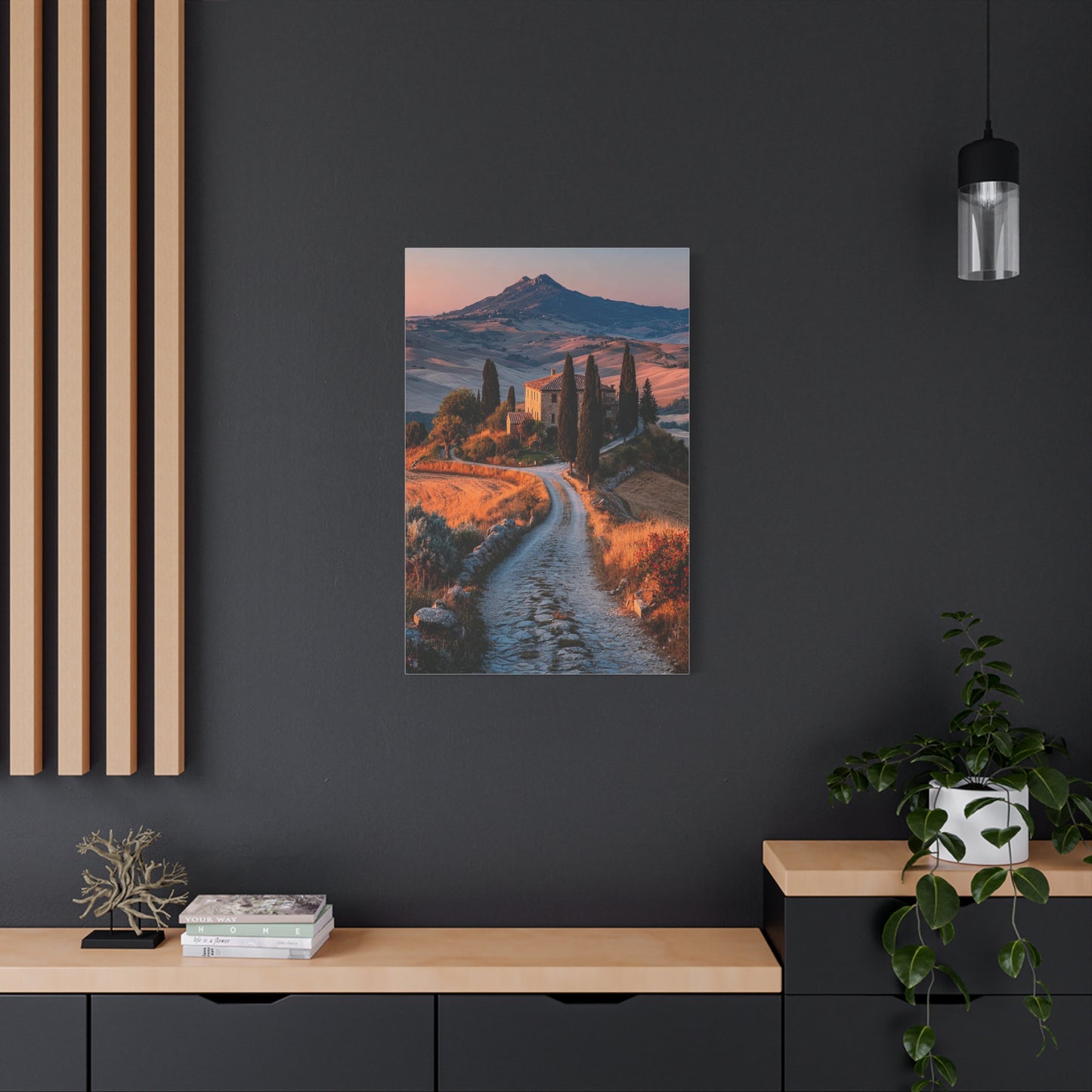 Tuscan Hilltop Villa Road Wall Art & Canvas Print