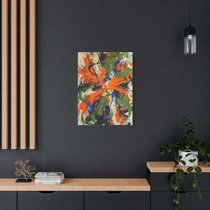 Expressionist Orange Burst Action Painting Wall Art & Canvas Print