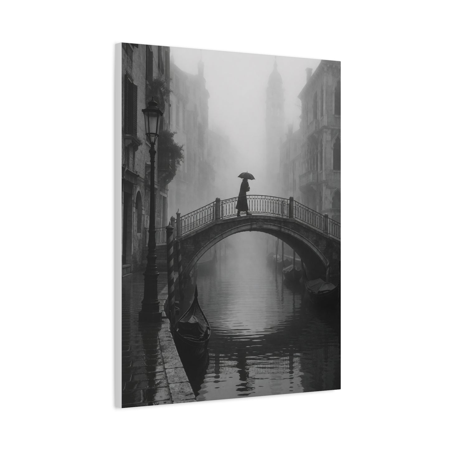 Venetian Bridge Fog Scene Wall Art & Canvas Print
