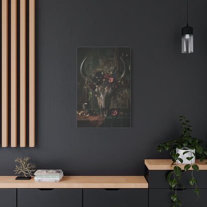Western Gothic Bull Skull Floral Still Life Wall Art & Canvas Print
