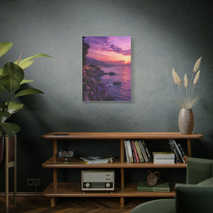 Violet Coastal Sunset Landscape Wall Art & Canvas Print
