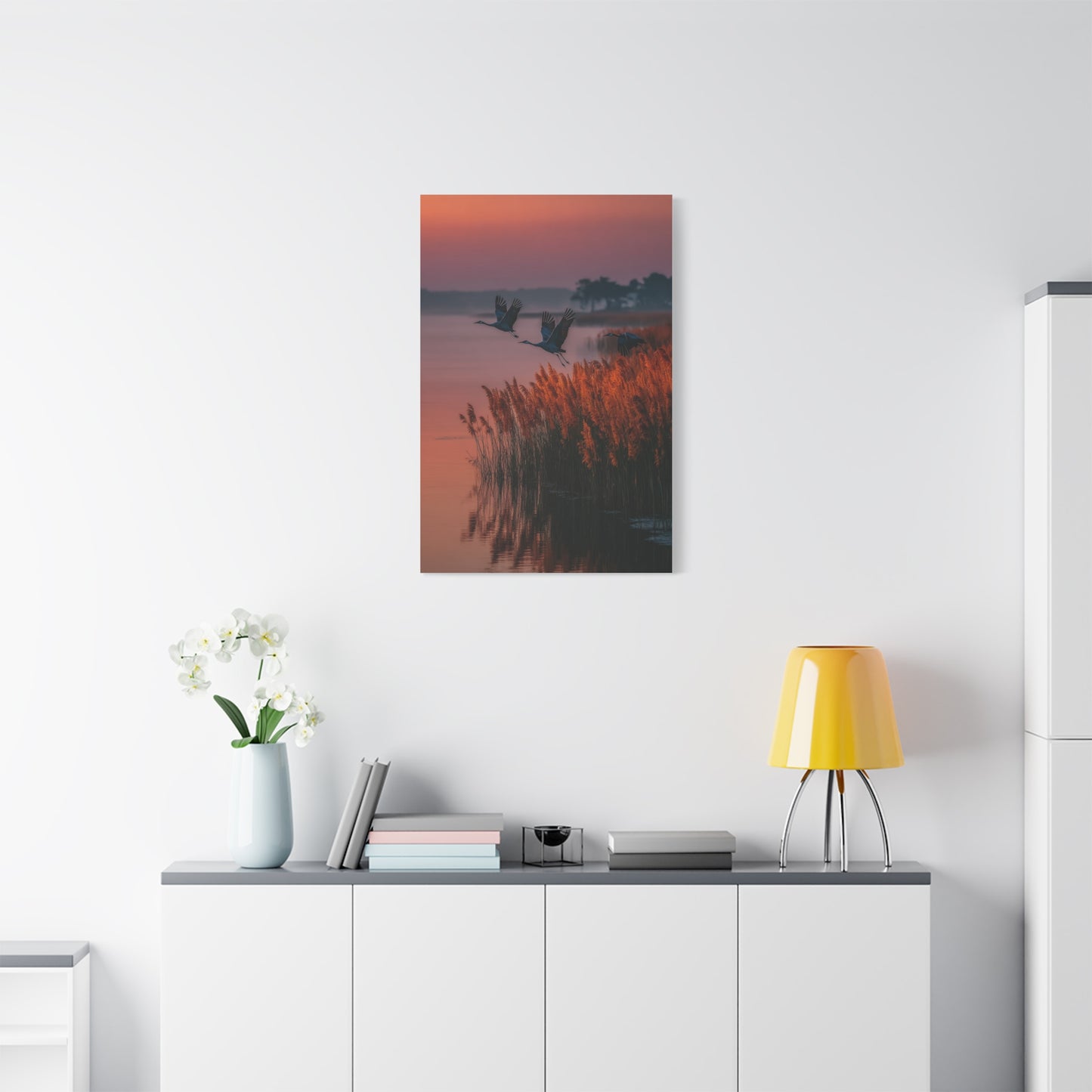 Autumn Marsh Sunrise Geese Wall Art & Canvas Print