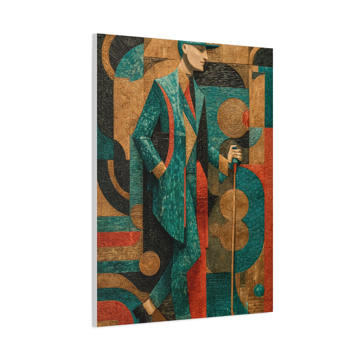 Art Deco Golfer Graphic Composition Wall Art & Canvas Print
