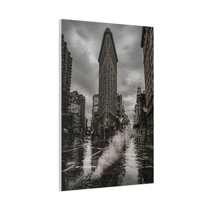 Flatiron Building Rainy Noir Wall Art & Canvas Print