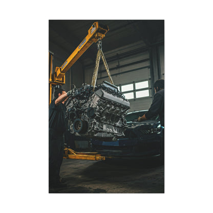 Ford Mustang Shelby GT350 Engine Installation Scene Wall Art & Canvas Prints