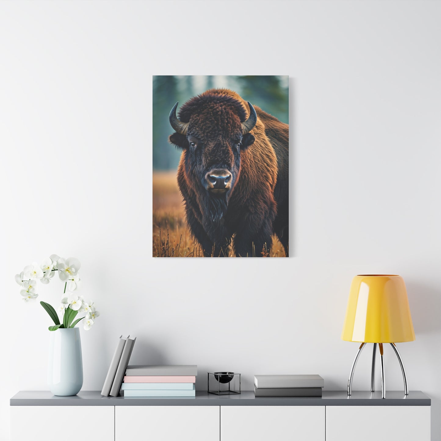 American Bison in Autumn Prairie Light Wall Art & Canvas Print