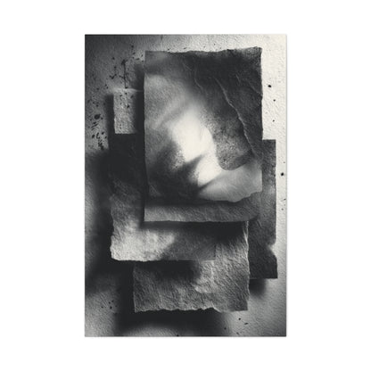 Monochrome Layered Paper Abstraction Wall Art & Canvas Print