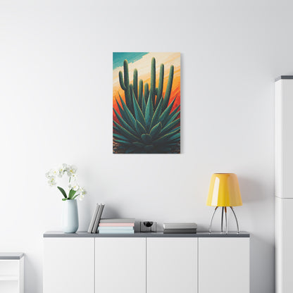 Agave Foreground Desert Saguaro Painting Wall Art & Canvas Prints