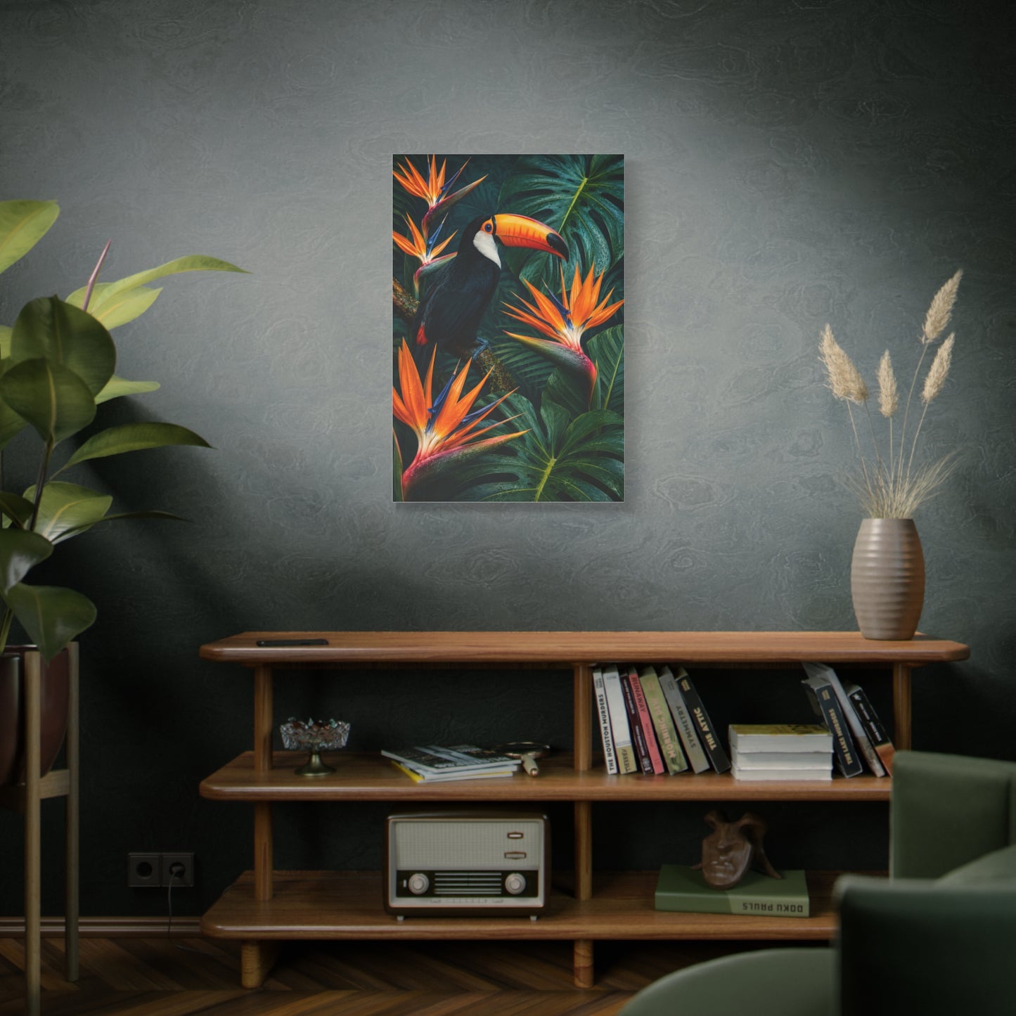 Tropical Toucan & Bird of Paradise Luxe Jungle Tropical Wall Art & Canvas Print