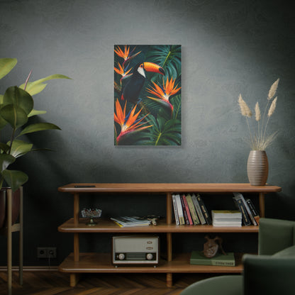 Tropical Toucan & Bird of Paradise Luxe Jungle Tropical Wall Art & Canvas Print