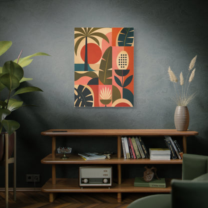 Mid-Century Geometric Tropical Composition Wall Art & Canvas Print