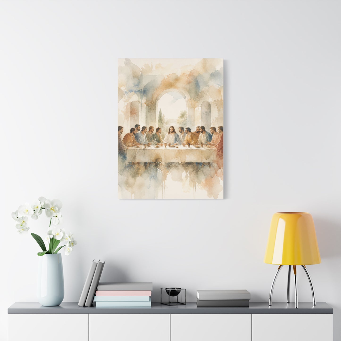 Soft Watercolor Last Supper Composition Wall Art & Canvas Print