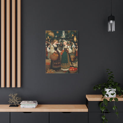 Village Harvest Festival Folk Scene Wall Art & Canvas Print