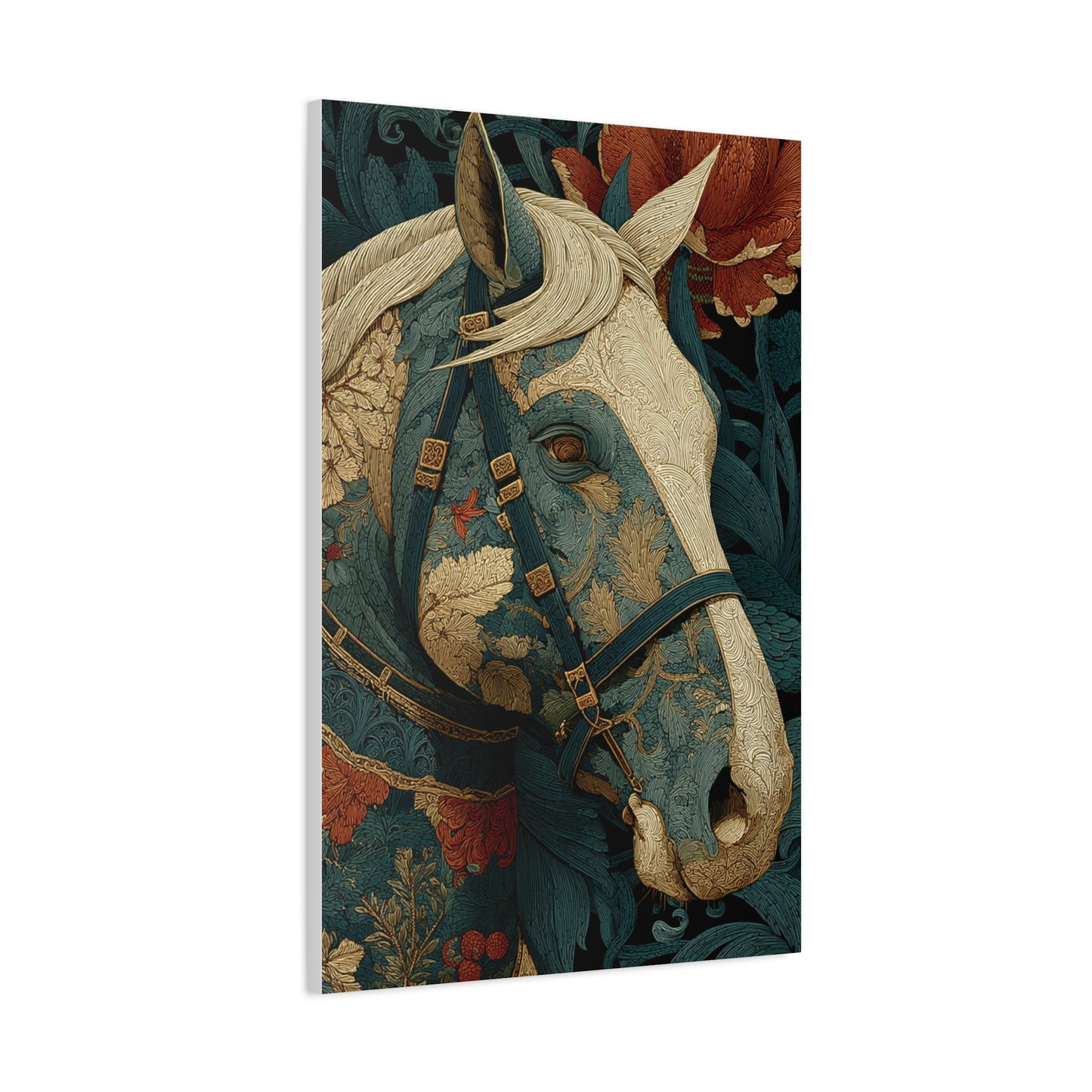 Ornamental Botanical Horse Portrait Wall Art & Canvas Print