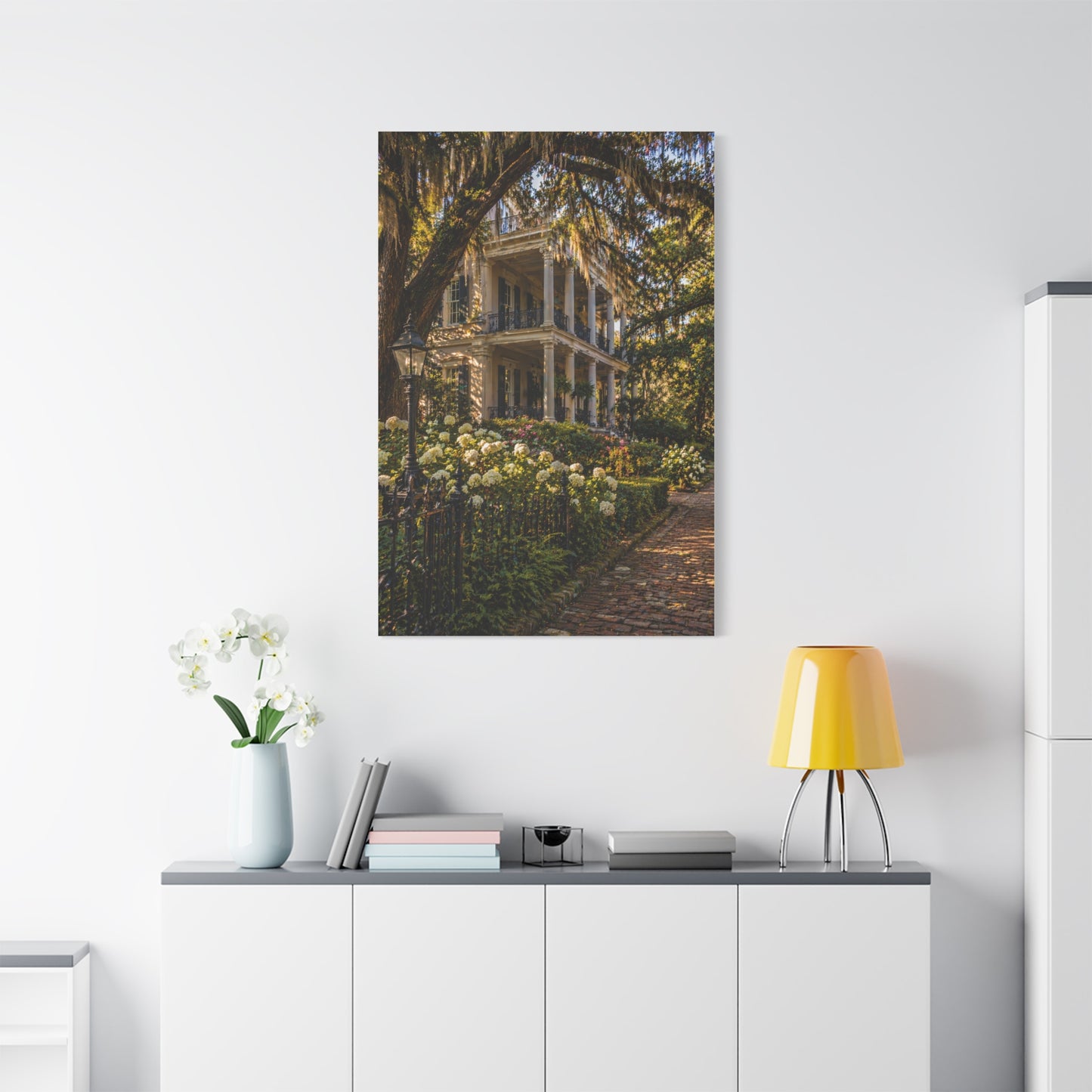 Garden District Mansion Under Live Oaks Wall Art & Canvas Print