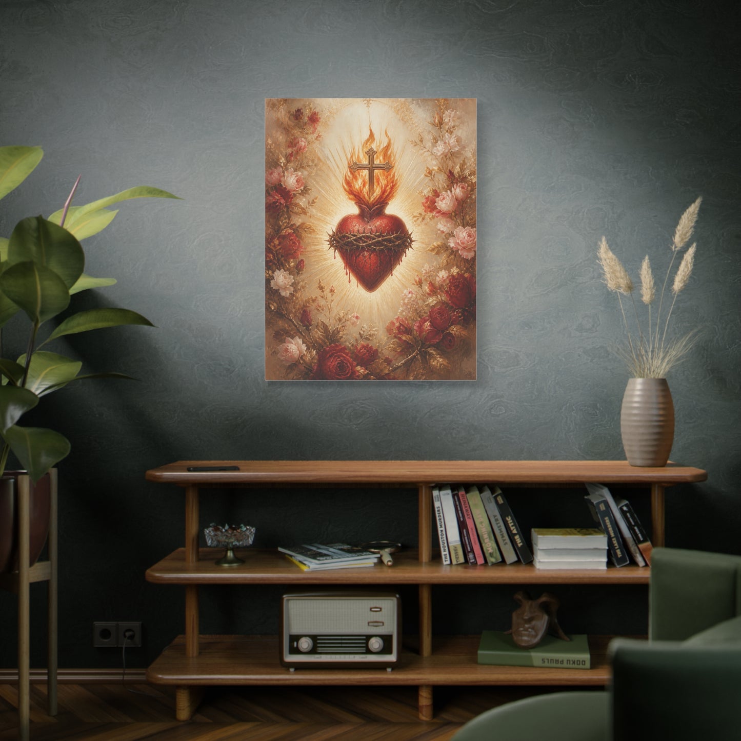 Sacred Heart Floral Devotional Wall Art & Canvas Print