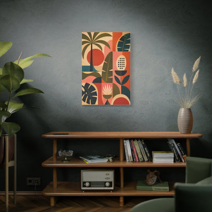 Mid-Century Geometric Tropical Composition Wall Art & Canvas Print