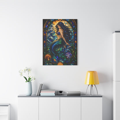 Stained Glass Ocean Siren Wall Art & Canvas Print
