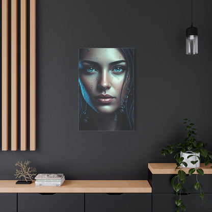 Intimate Blue Portrait with Beaded Accents Wall Art & Canvas Prints