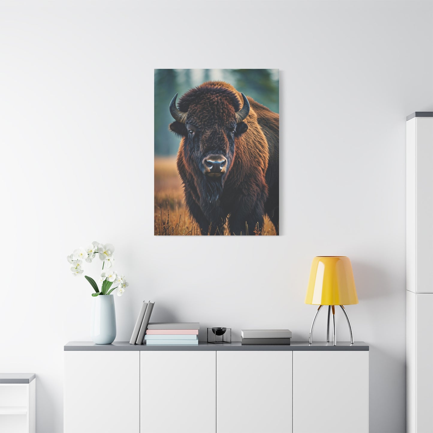 American Bison in Autumn Prairie Light Wall Art & Canvas Print