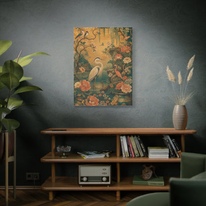 Golden Chinoiserie Garden Scene Wall Art & Canvas Print
