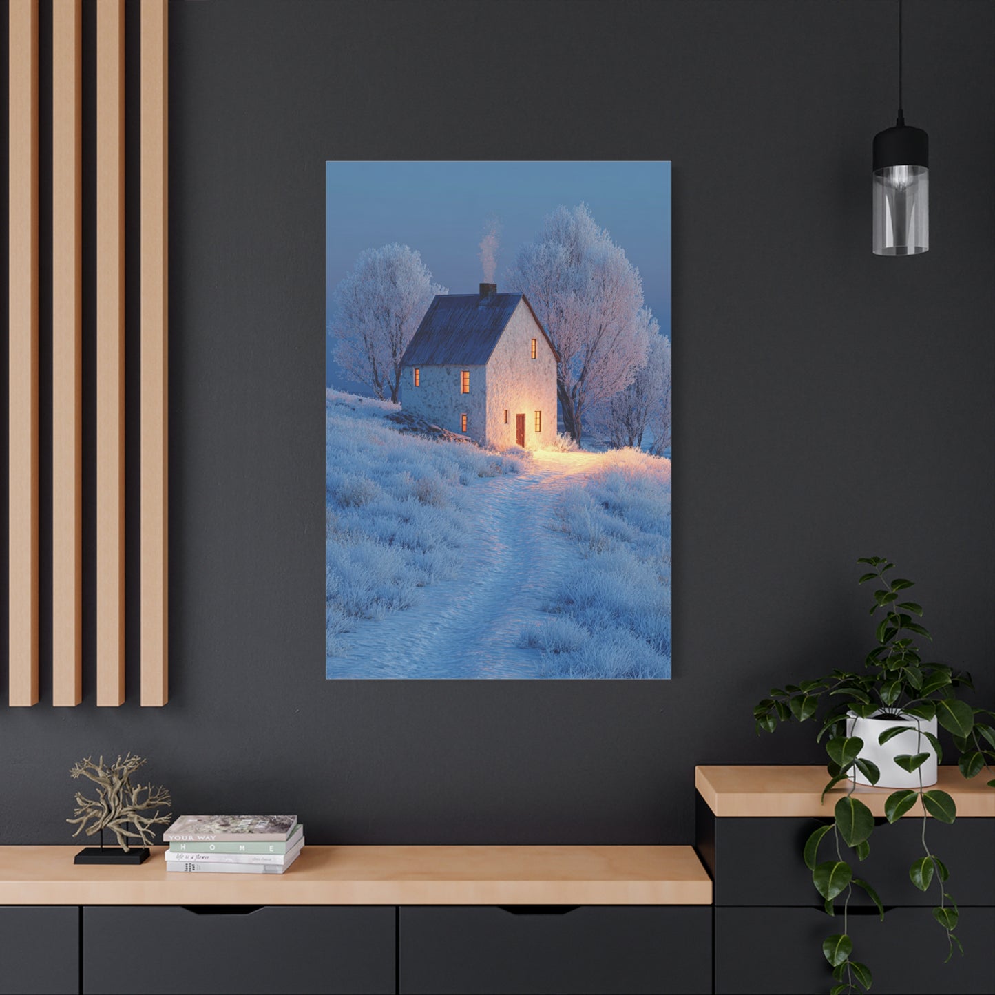 Winter Farmhouse Blue Hour Wall Art & Canvas Print