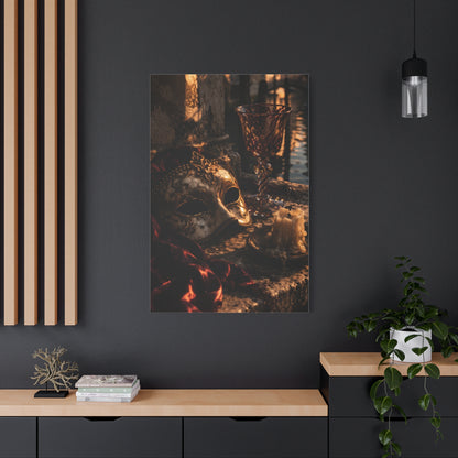 Venetian Mask Candlelight Still Life Wall Art & Canvas Print