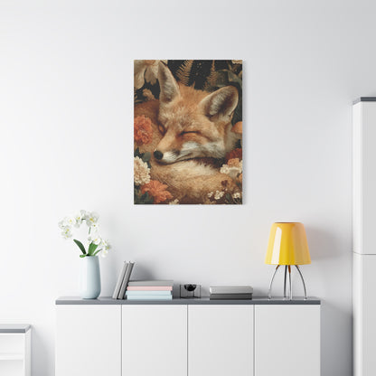 Sleeping Fox Floral Woodland Wall Art & Canvas Print