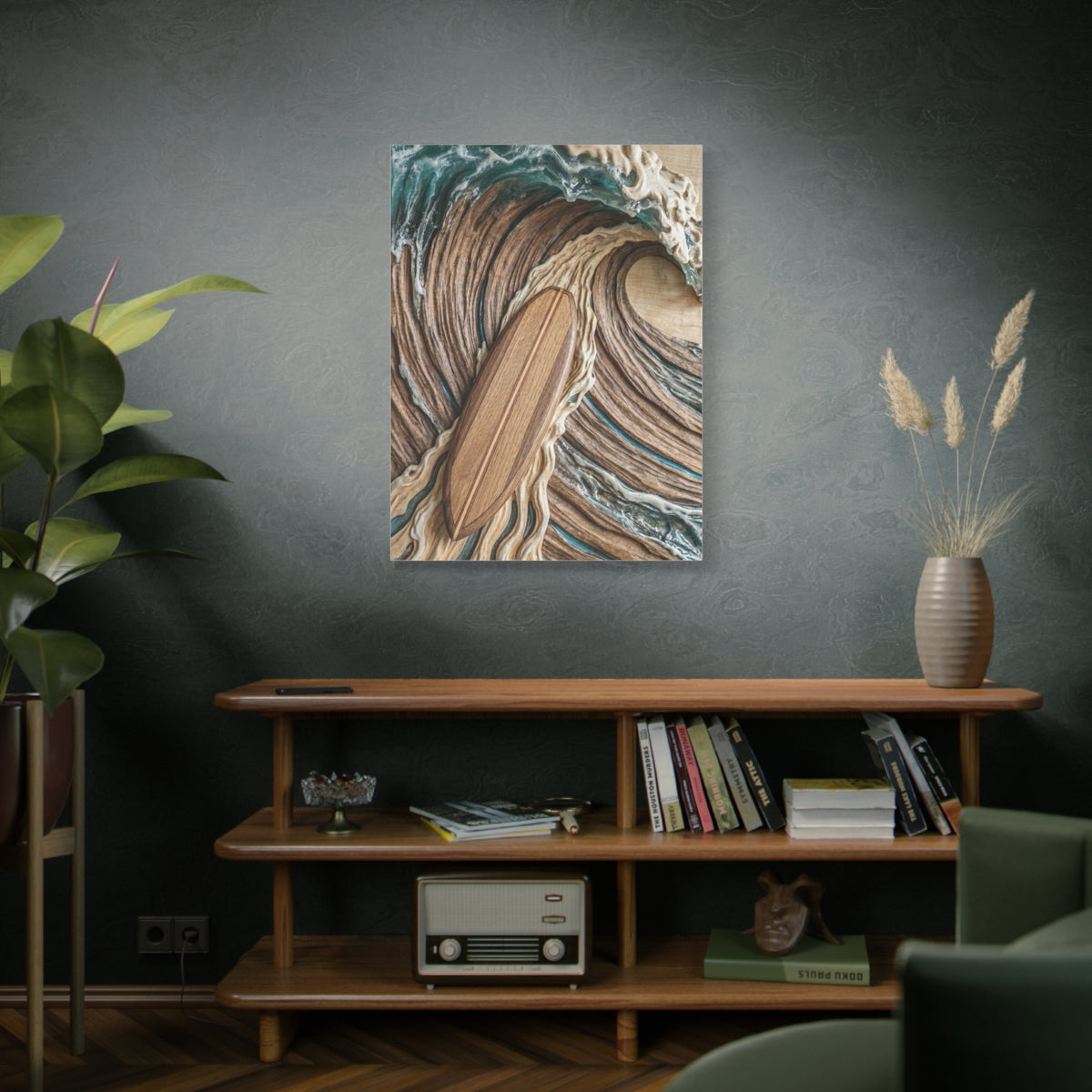 Surfboard Carved Barrel Wave Perspective Wall Art & Canvas Print