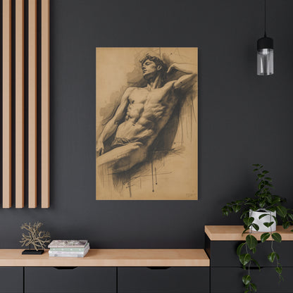 Charcoal Expression Male Study Wall Art & Canvas Print
