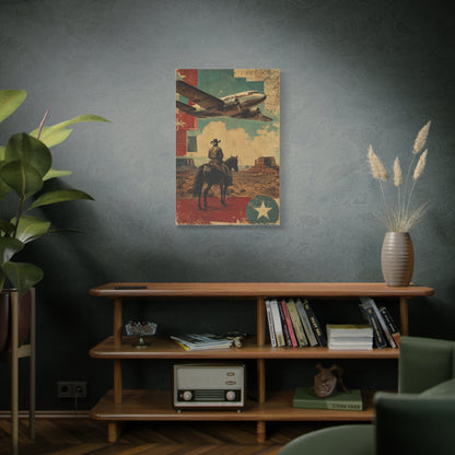 Mid-Century Western Aviation Collage Wall Art & Canvas Print