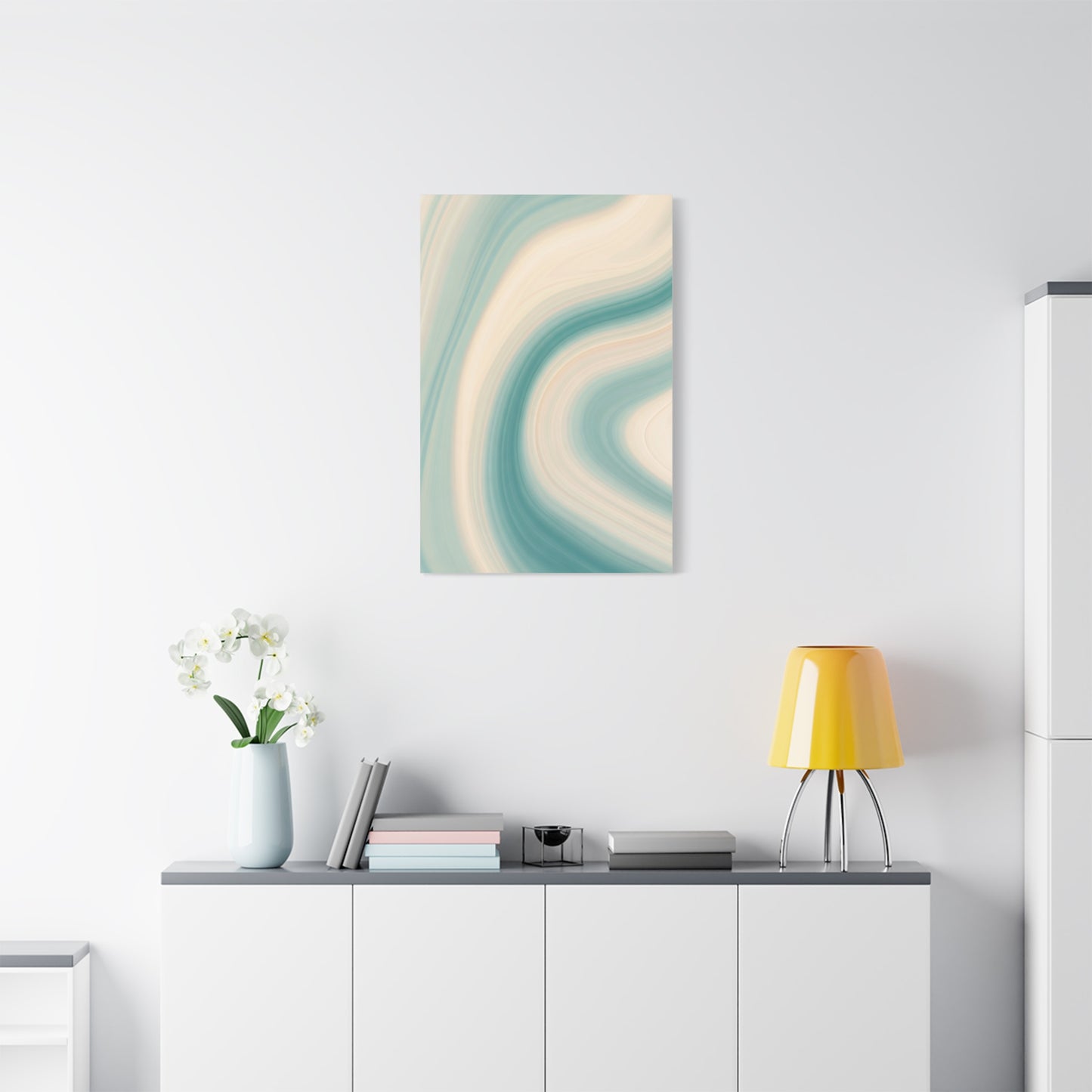 Teal & Cream Motion Swirl Wall Art & Canvas Prints