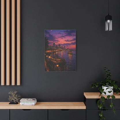 Mississippi River Twilight Cityscape Wall Art & Canvas Print
