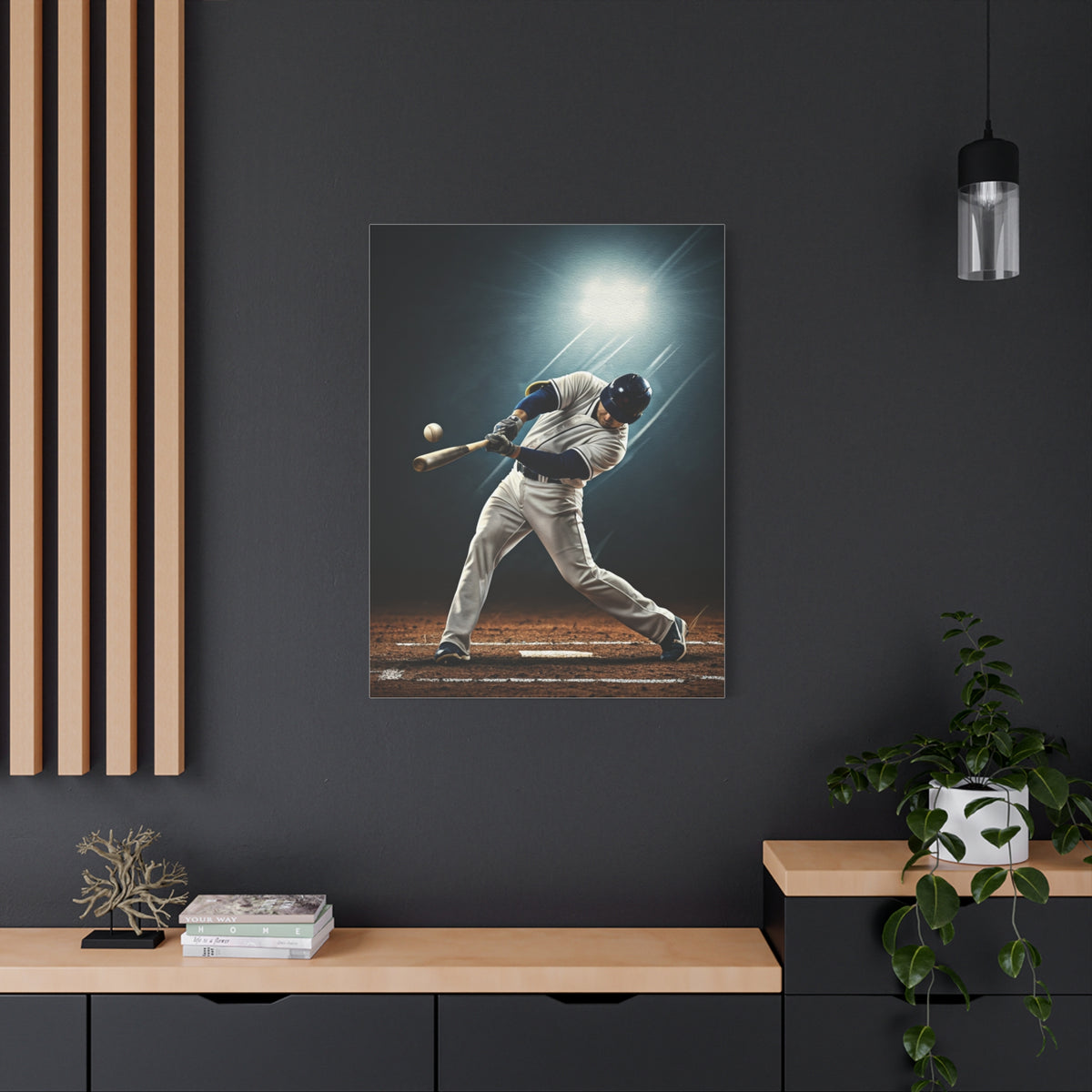 Baseball Player Spotlight Swing Drama Wall Art & Canvas Prints